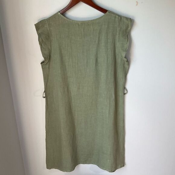 Terzo Millennio shift Dress with Flutter Cap Sleeves, L. Sage Linen! - Picture 7 of 11